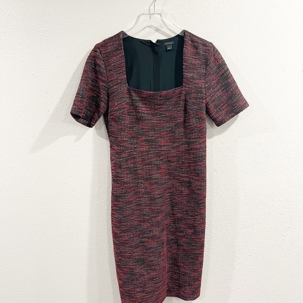 Ann Taylor Boatneck Tweed Sheath MIDI Dress Sz 8 - Picture 2 of 5